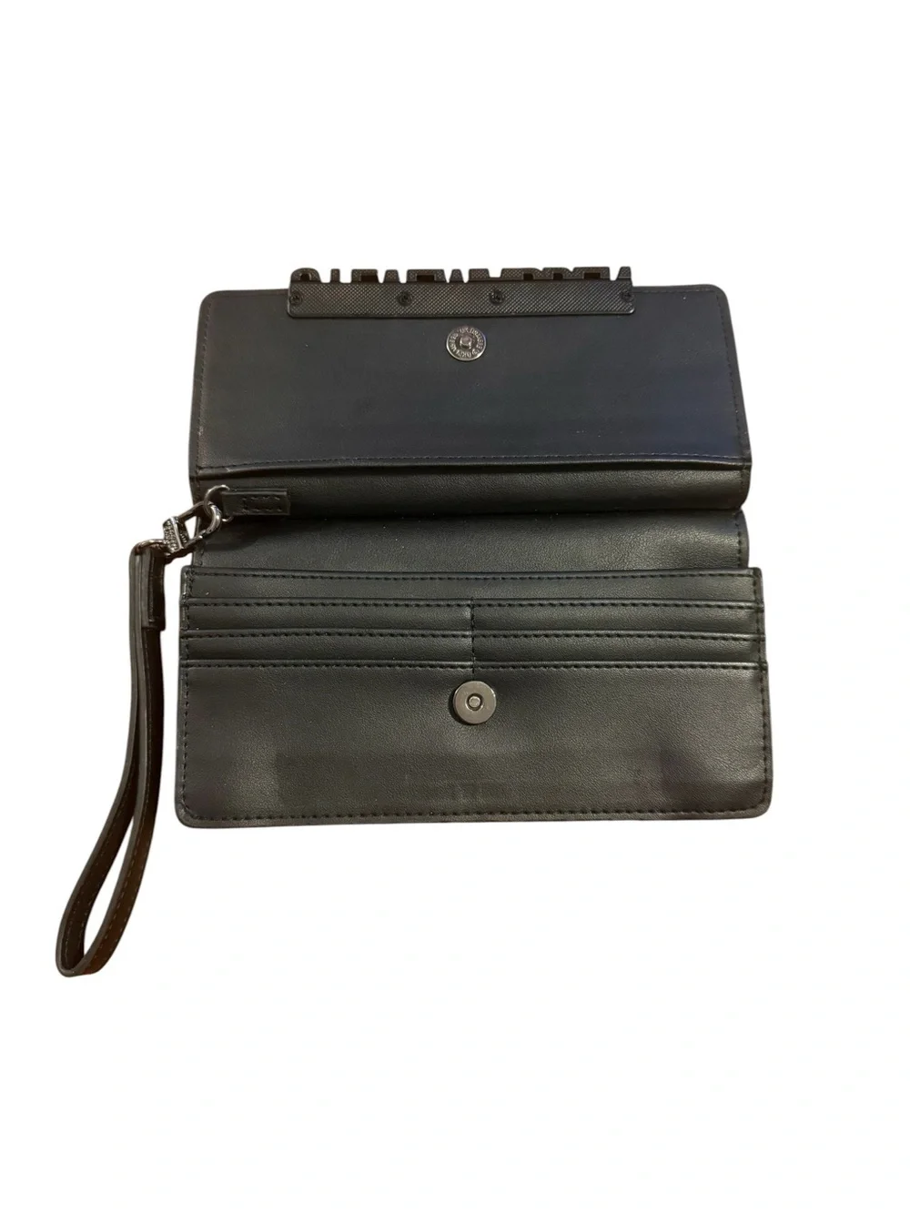 Steve Madden Black Leather Wristlet Wallet